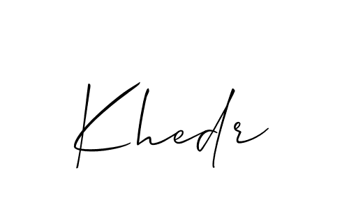 Make a beautiful signature design for name Khedr. With this signature (Allison_Script) style, you can create a handwritten signature for free. Khedr signature style 2 images and pictures png