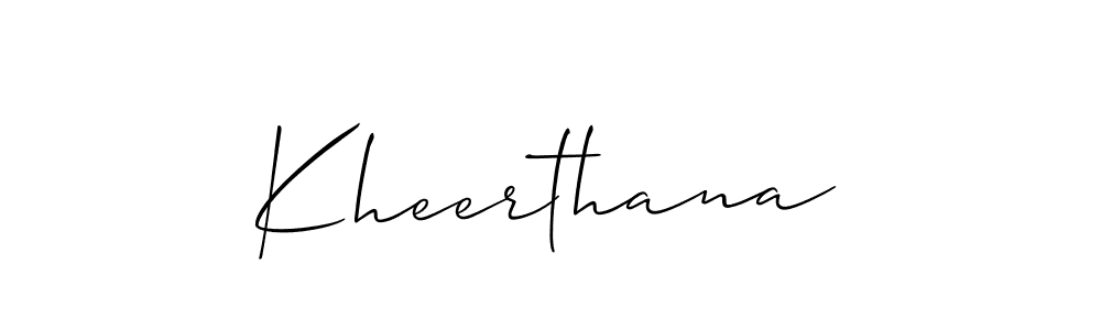 Use a signature maker to create a handwritten signature online. With this signature software, you can design (Allison_Script) your own signature for name Kheerthana. Kheerthana signature style 2 images and pictures png