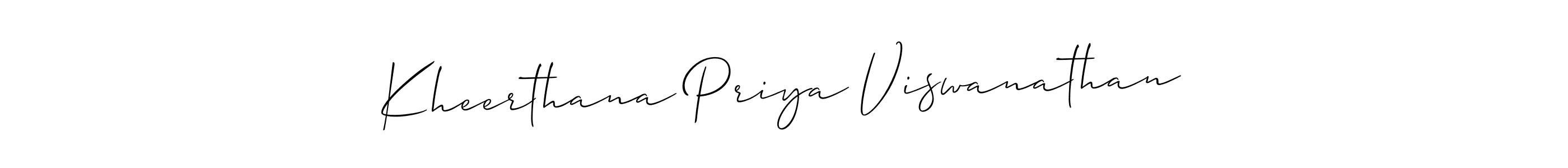 The best way (Allison_Script) to make a short signature is to pick only two or three words in your name. The name Kheerthana Priya Viswanathan include a total of six letters. For converting this name. Kheerthana Priya Viswanathan signature style 2 images and pictures png