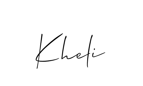 Use a signature maker to create a handwritten signature online. With this signature software, you can design (Allison_Script) your own signature for name Kheli. Kheli signature style 2 images and pictures png