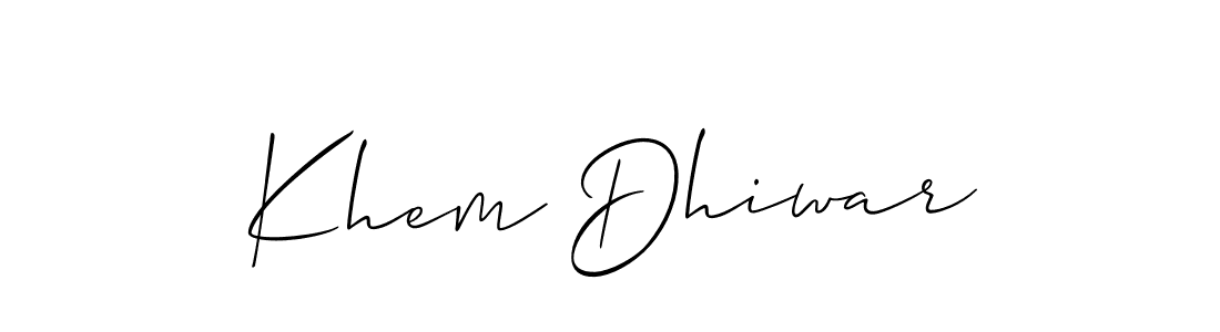 How to Draw Khem Dhiwar signature style? Allison_Script is a latest design signature styles for name Khem Dhiwar. Khem Dhiwar signature style 2 images and pictures png