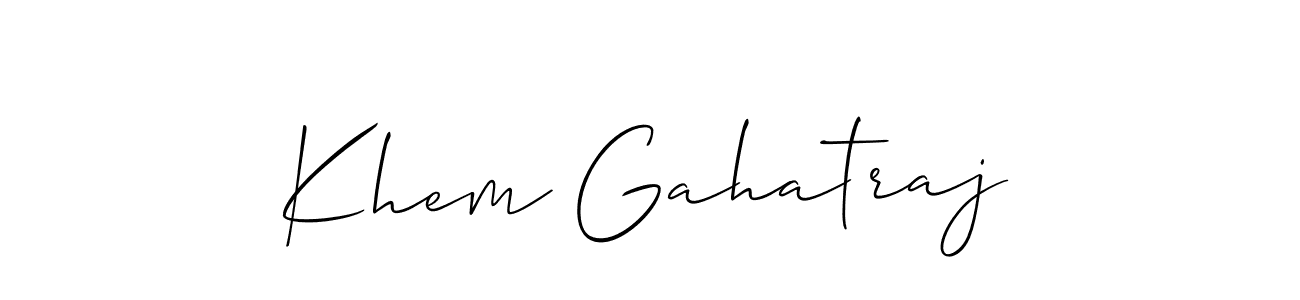 The best way (Allison_Script) to make a short signature is to pick only two or three words in your name. The name Khem Gahatraj include a total of six letters. For converting this name. Khem Gahatraj signature style 2 images and pictures png