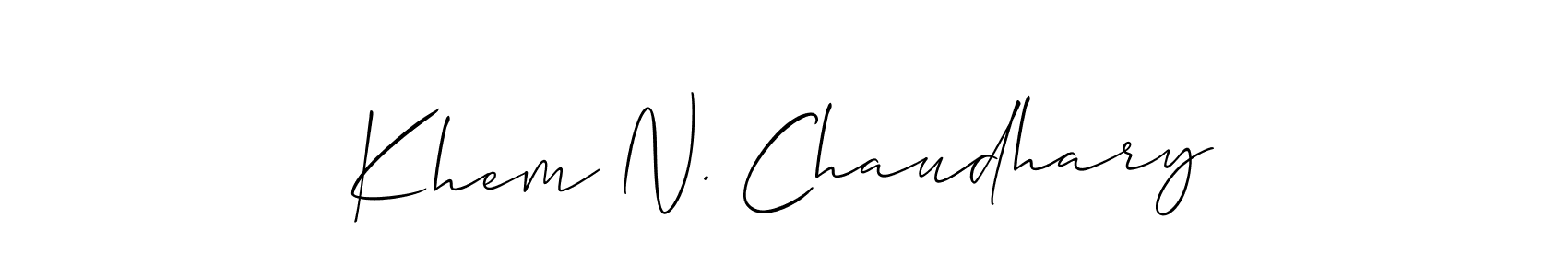 How to make Khem N. Chaudhary name signature. Use Allison_Script style for creating short signs online. This is the latest handwritten sign. Khem N. Chaudhary signature style 2 images and pictures png