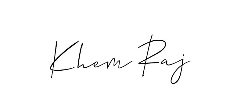 if you are searching for the best signature style for your name Khem Raj. so please give up your signature search. here we have designed multiple signature styles  using Allison_Script. Khem Raj signature style 2 images and pictures png