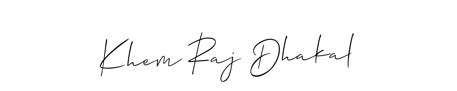 Create a beautiful signature design for name Khem Raj Dhakal. With this signature (Allison_Script) fonts, you can make a handwritten signature for free. Khem Raj Dhakal signature style 2 images and pictures png