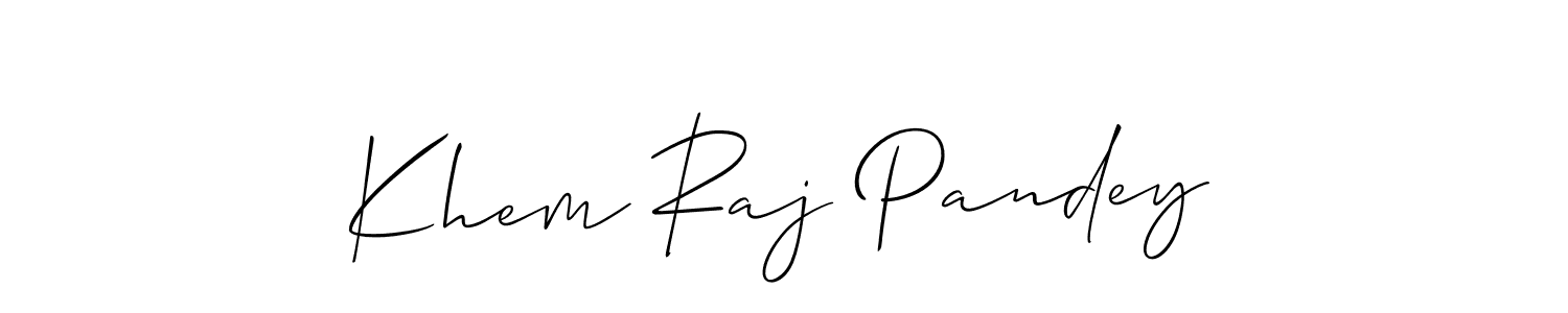 The best way (Allison_Script) to make a short signature is to pick only two or three words in your name. The name Khem Raj Pandey include a total of six letters. For converting this name. Khem Raj Pandey signature style 2 images and pictures png