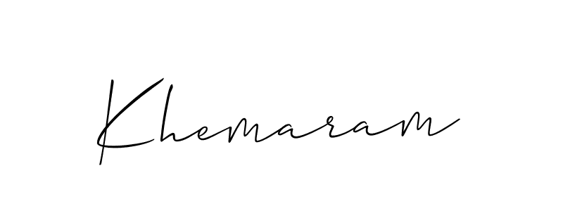 Also You can easily find your signature by using the search form. We will create Khemaram name handwritten signature images for you free of cost using Allison_Script sign style. Khemaram signature style 2 images and pictures png