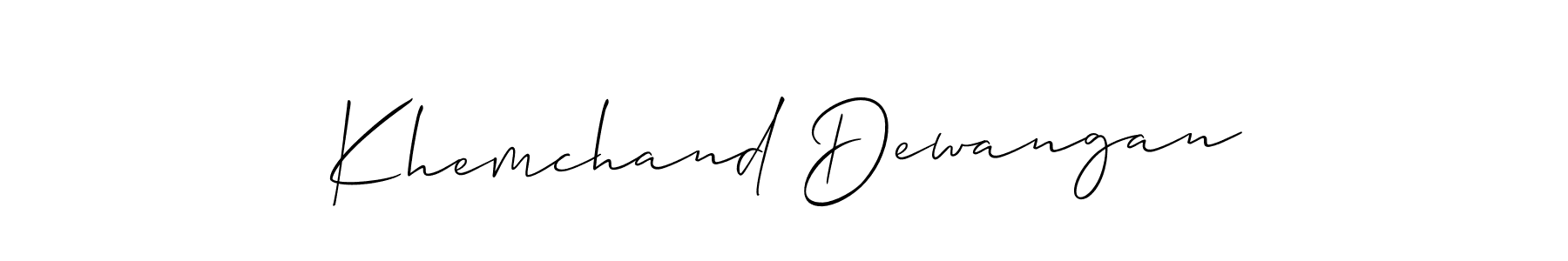 Make a beautiful signature design for name Khemchand Dewangan. With this signature (Allison_Script) style, you can create a handwritten signature for free. Khemchand Dewangan signature style 2 images and pictures png