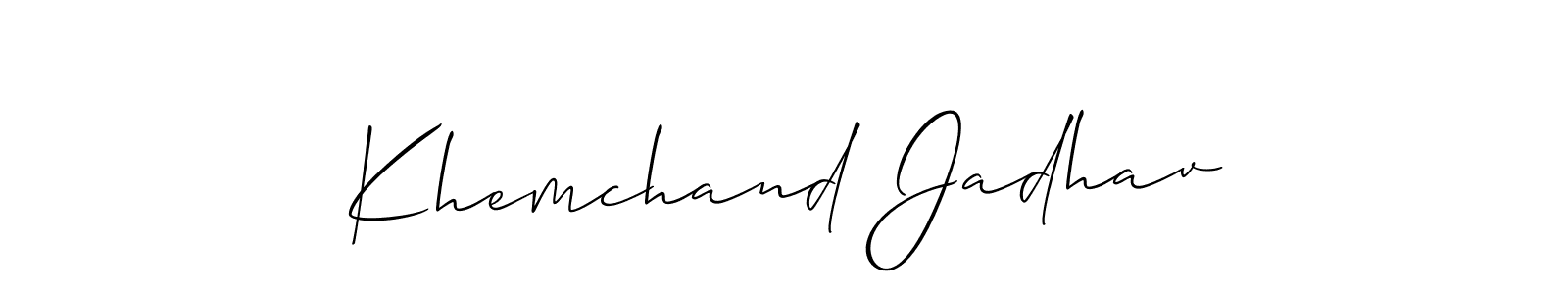 This is the best signature style for the Khemchand Jadhav name. Also you like these signature font (Allison_Script). Mix name signature. Khemchand Jadhav signature style 2 images and pictures png