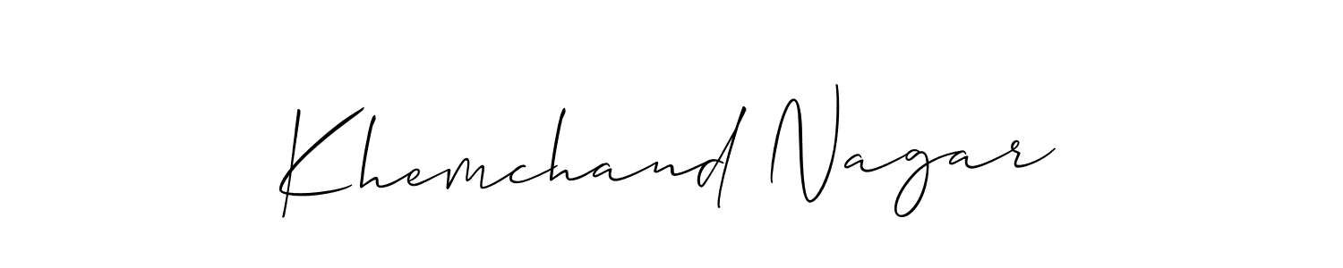 The best way (Allison_Script) to make a short signature is to pick only two or three words in your name. The name Khemchand Nagar include a total of six letters. For converting this name. Khemchand Nagar signature style 2 images and pictures png