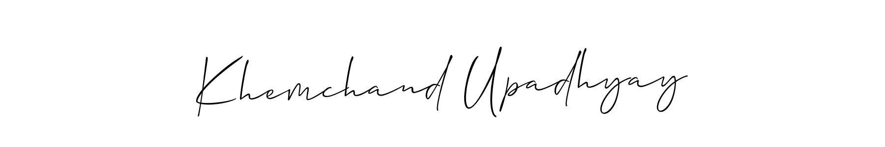 The best way (Allison_Script) to make a short signature is to pick only two or three words in your name. The name Khemchand Upadhyay include a total of six letters. For converting this name. Khemchand Upadhyay signature style 2 images and pictures png