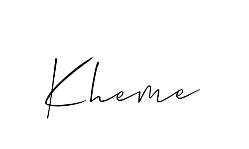 You should practise on your own different ways (Allison_Script) to write your name (Kheme) in signature. don't let someone else do it for you. Kheme signature style 2 images and pictures png