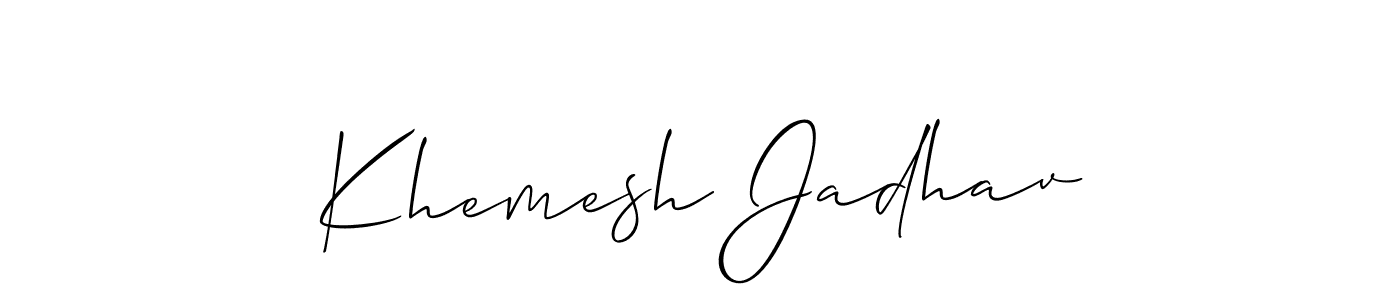 Make a beautiful signature design for name Khemesh Jadhav. With this signature (Allison_Script) style, you can create a handwritten signature for free. Khemesh Jadhav signature style 2 images and pictures png