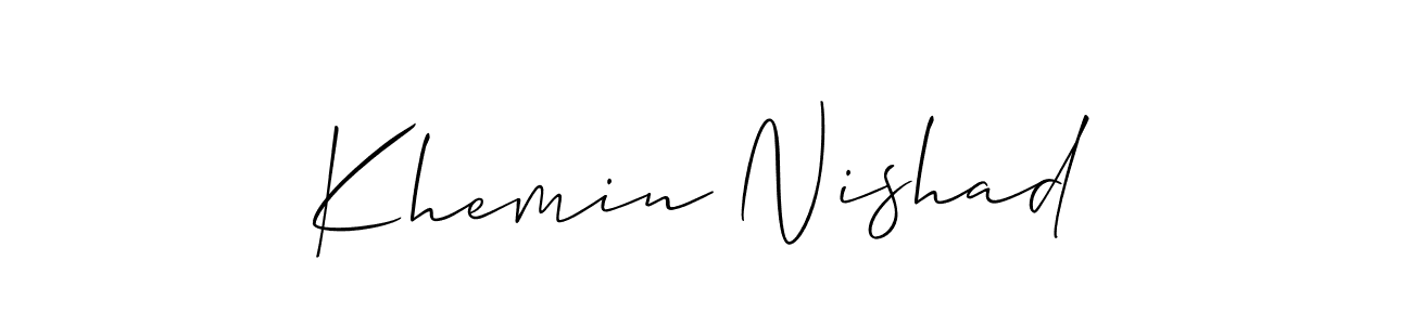 It looks lik you need a new signature style for name Khemin Nishad. Design unique handwritten (Allison_Script) signature with our free signature maker in just a few clicks. Khemin Nishad signature style 2 images and pictures png