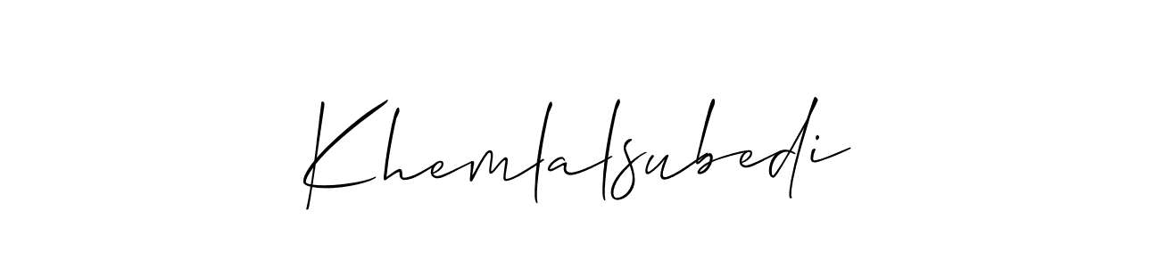 Create a beautiful signature design for name Khemlalsubedi. With this signature (Allison_Script) fonts, you can make a handwritten signature for free. Khemlalsubedi signature style 2 images and pictures png