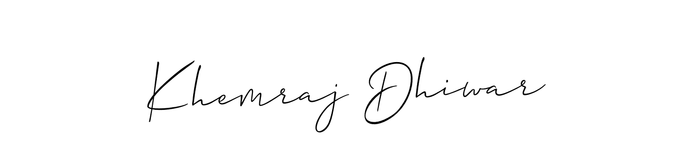 How to Draw Khemraj Dhiwar signature style? Allison_Script is a latest design signature styles for name Khemraj Dhiwar. Khemraj Dhiwar signature style 2 images and pictures png