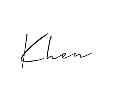 How to make Khen signature? Allison_Script is a professional autograph style. Create handwritten signature for Khen name. Khen signature style 2 images and pictures png