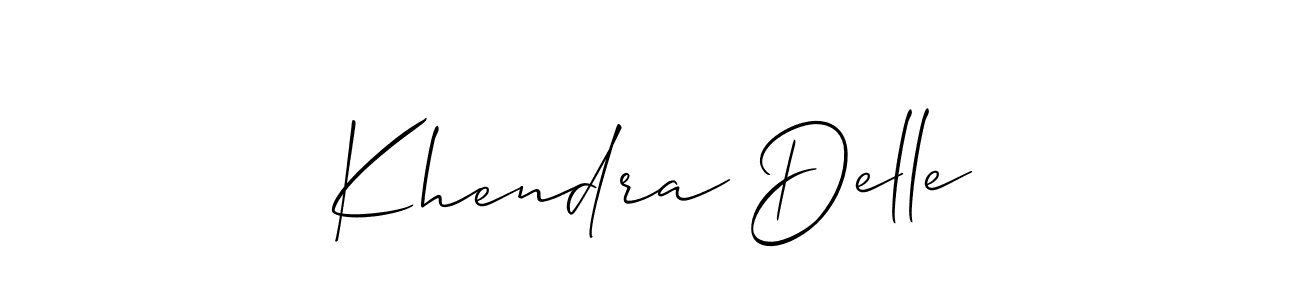 The best way (Allison_Script) to make a short signature is to pick only two or three words in your name. The name Khendra Delle include a total of six letters. For converting this name. Khendra Delle signature style 2 images and pictures png