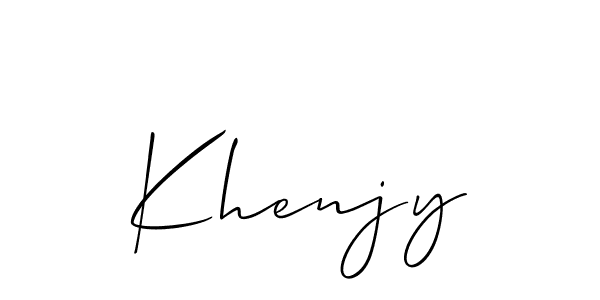 Allison_Script is a professional signature style that is perfect for those who want to add a touch of class to their signature. It is also a great choice for those who want to make their signature more unique. Get Khenjy name to fancy signature for free. Khenjy signature style 2 images and pictures png