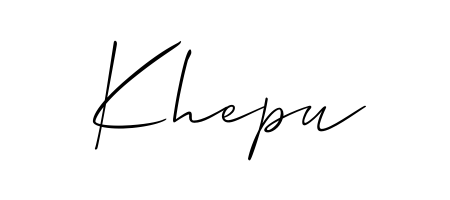 A sleek calligraphic signature for name Khepu utilizing Allison_Script styling. Great for adding personal signatures to photos and art. Khepu signature style 2 images and pictures png