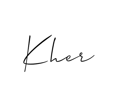 Use a signature maker to create a handwritten signature online. With this signature software, you can design (Allison_Script) your own signature for name Kher. Kher signature style 2 images and pictures png