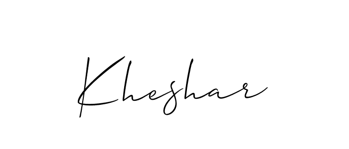 Allison_Script is a professional signature style that is perfect for those who want to add a touch of class to their signature. It is also a great choice for those who want to make their signature more unique. Get Kheshar name to fancy signature for free. Kheshar signature style 2 images and pictures png