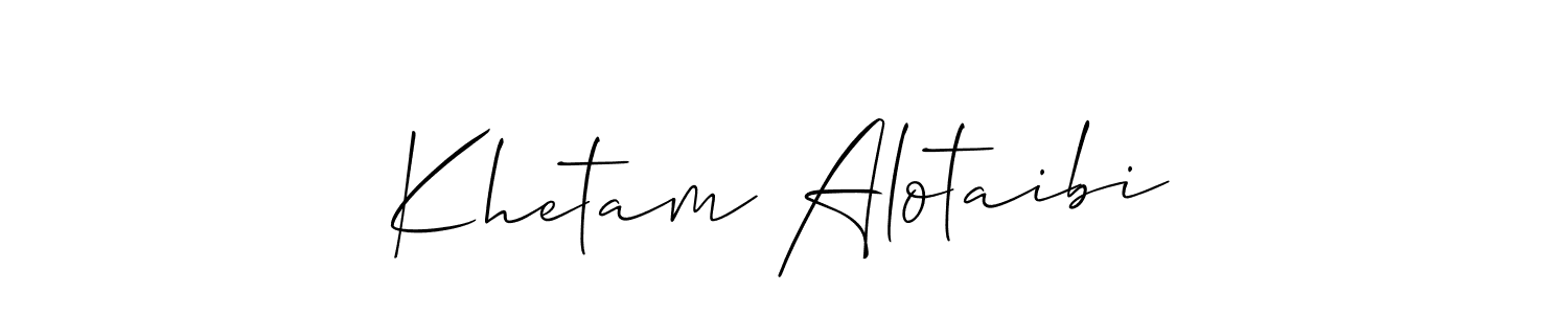 Design your own signature with our free online signature maker. With this signature software, you can create a handwritten (Allison_Script) signature for name Khetam Alotaibi. Khetam Alotaibi signature style 2 images and pictures png