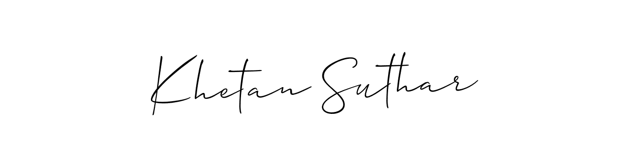 Also You can easily find your signature by using the search form. We will create Khetan Suthar name handwritten signature images for you free of cost using Allison_Script sign style. Khetan Suthar signature style 2 images and pictures png