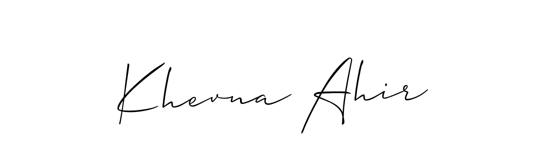 Use a signature maker to create a handwritten signature online. With this signature software, you can design (Allison_Script) your own signature for name Khevna Ahir. Khevna Ahir signature style 2 images and pictures png