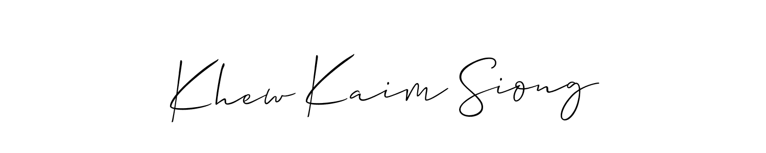 How to make Khew Kaim Siong name signature. Use Allison_Script style for creating short signs online. This is the latest handwritten sign. Khew Kaim Siong signature style 2 images and pictures png