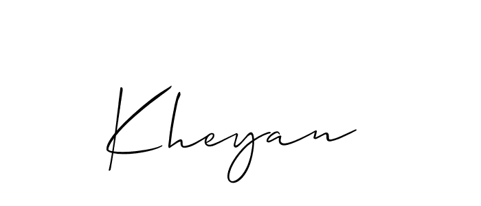 How to make Kheyan  signature? Allison_Script is a professional autograph style. Create handwritten signature for Kheyan  name. Kheyan  signature style 2 images and pictures png