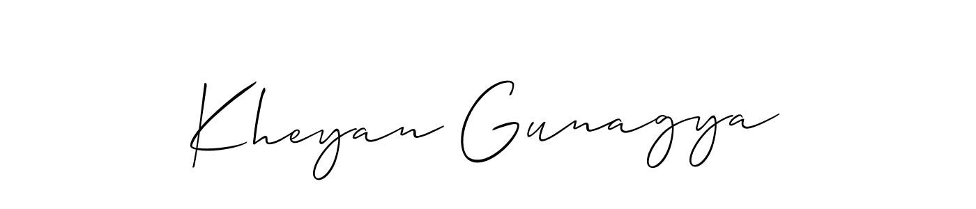 Design your own signature with our free online signature maker. With this signature software, you can create a handwritten (Allison_Script) signature for name Kheyan Gunagya. Kheyan Gunagya signature style 2 images and pictures png