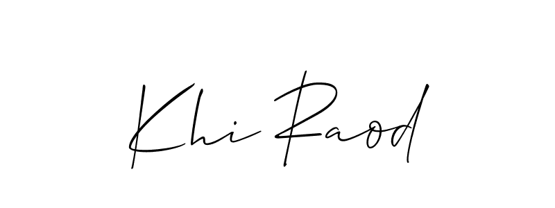 Allison_Script is a professional signature style that is perfect for those who want to add a touch of class to their signature. It is also a great choice for those who want to make their signature more unique. Get Khi Raod name to fancy signature for free. Khi Raod signature style 2 images and pictures png