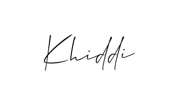 Make a beautiful signature design for name Khiddi. With this signature (Allison_Script) style, you can create a handwritten signature for free. Khiddi signature style 2 images and pictures png