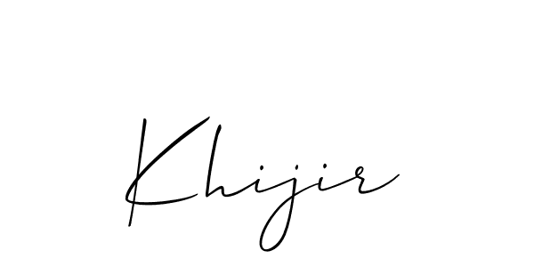 Create a beautiful signature design for name Khijir. With this signature (Allison_Script) fonts, you can make a handwritten signature for free. Khijir signature style 2 images and pictures png