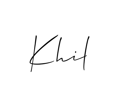 How to make Khil name signature. Use Allison_Script style for creating short signs online. This is the latest handwritten sign. Khil signature style 2 images and pictures png