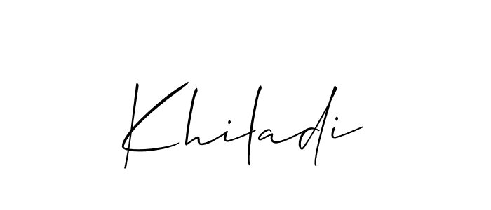 How to make Khiladi signature? Allison_Script is a professional autograph style. Create handwritten signature for Khiladi name. Khiladi signature style 2 images and pictures png