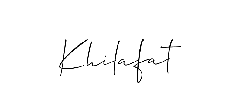 if you are searching for the best signature style for your name Khilafat. so please give up your signature search. here we have designed multiple signature styles  using Allison_Script. Khilafat signature style 2 images and pictures png