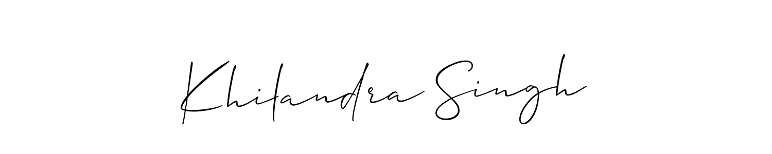 How to make Khilandra Singh name signature. Use Allison_Script style for creating short signs online. This is the latest handwritten sign. Khilandra Singh signature style 2 images and pictures png