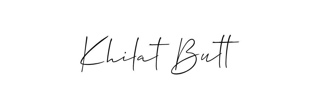 Use a signature maker to create a handwritten signature online. With this signature software, you can design (Allison_Script) your own signature for name Khilat Butt. Khilat Butt signature style 2 images and pictures png