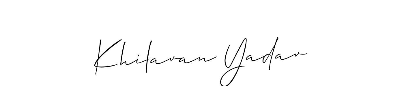 You should practise on your own different ways (Allison_Script) to write your name (Khilavan Yadav) in signature. don't let someone else do it for you. Khilavan Yadav signature style 2 images and pictures png