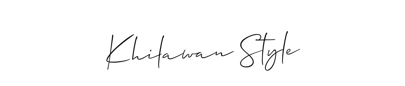Make a beautiful signature design for name Khilawan Style. With this signature (Allison_Script) style, you can create a handwritten signature for free. Khilawan Style signature style 2 images and pictures png