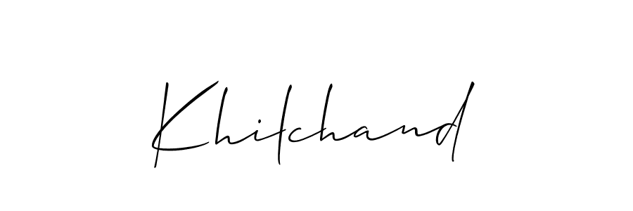 if you are searching for the best signature style for your name Khilchand. so please give up your signature search. here we have designed multiple signature styles  using Allison_Script. Khilchand signature style 2 images and pictures png
