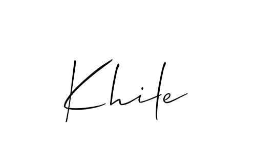 Design your own signature with our free online signature maker. With this signature software, you can create a handwritten (Allison_Script) signature for name Khile. Khile signature style 2 images and pictures png