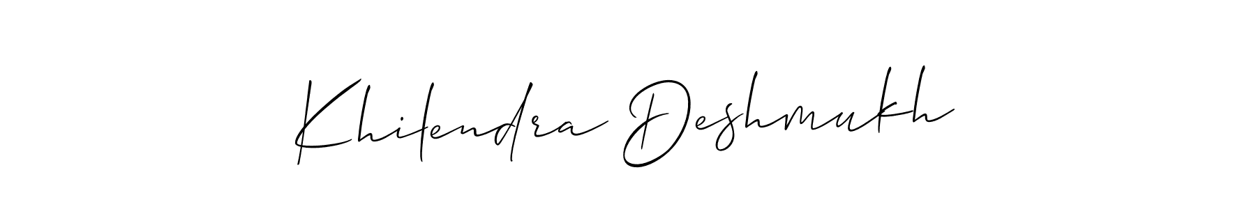The best way (Allison_Script) to make a short signature is to pick only two or three words in your name. The name Khilendra Deshmukh include a total of six letters. For converting this name. Khilendra Deshmukh signature style 2 images and pictures png