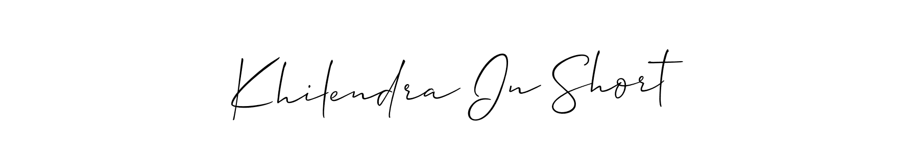 How to make Khilendra In Short name signature. Use Allison_Script style for creating short signs online. This is the latest handwritten sign. Khilendra In Short signature style 2 images and pictures png