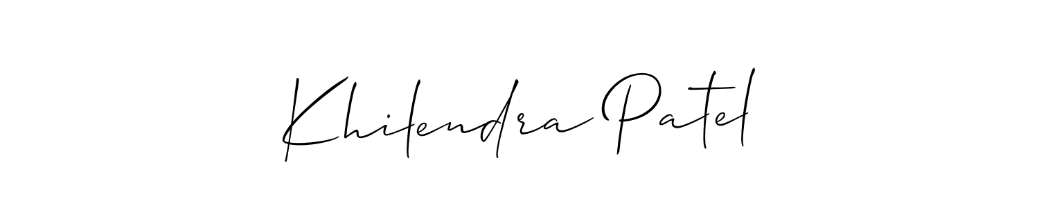 Use a signature maker to create a handwritten signature online. With this signature software, you can design (Allison_Script) your own signature for name Khilendra Patel. Khilendra Patel signature style 2 images and pictures png