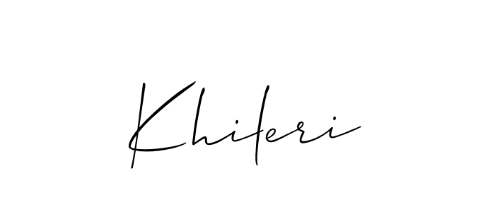 Create a beautiful signature design for name Khileri. With this signature (Allison_Script) fonts, you can make a handwritten signature for free. Khileri signature style 2 images and pictures png