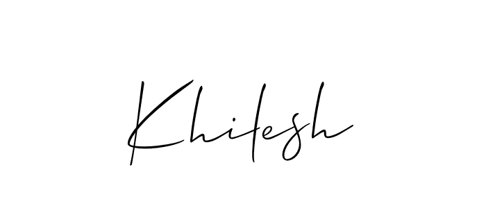 Make a beautiful signature design for name Khilesh. With this signature (Allison_Script) style, you can create a handwritten signature for free. Khilesh signature style 2 images and pictures png