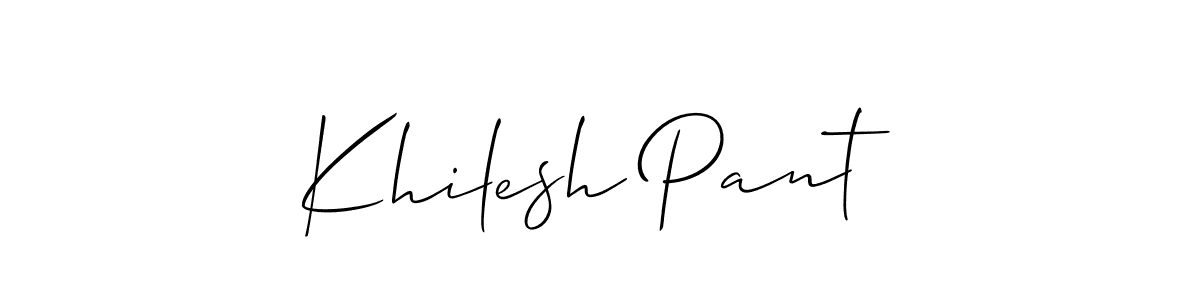 How to Draw Khilesh Pant signature style? Allison_Script is a latest design signature styles for name Khilesh Pant. Khilesh Pant signature style 2 images and pictures png